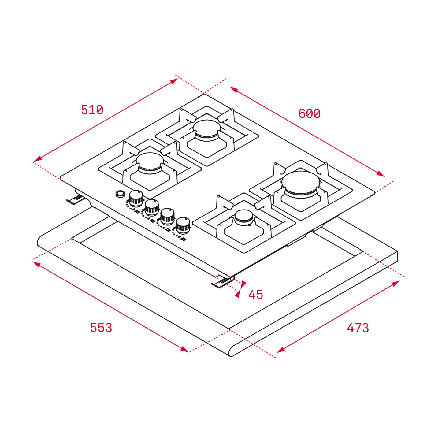 Plita pe gaz Teka EFX 60.1 4G AI AL CI,6 zone de gatit, 60 cm, Inox
