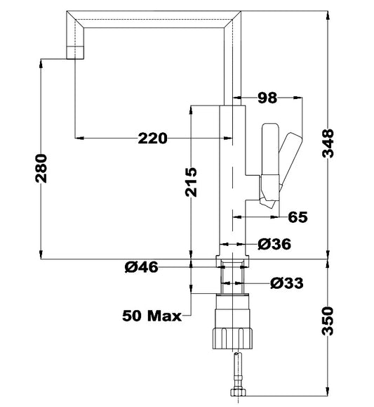 Baterie de bucatarie Teka FOT 990, cu ţeavă înaltă, Crom