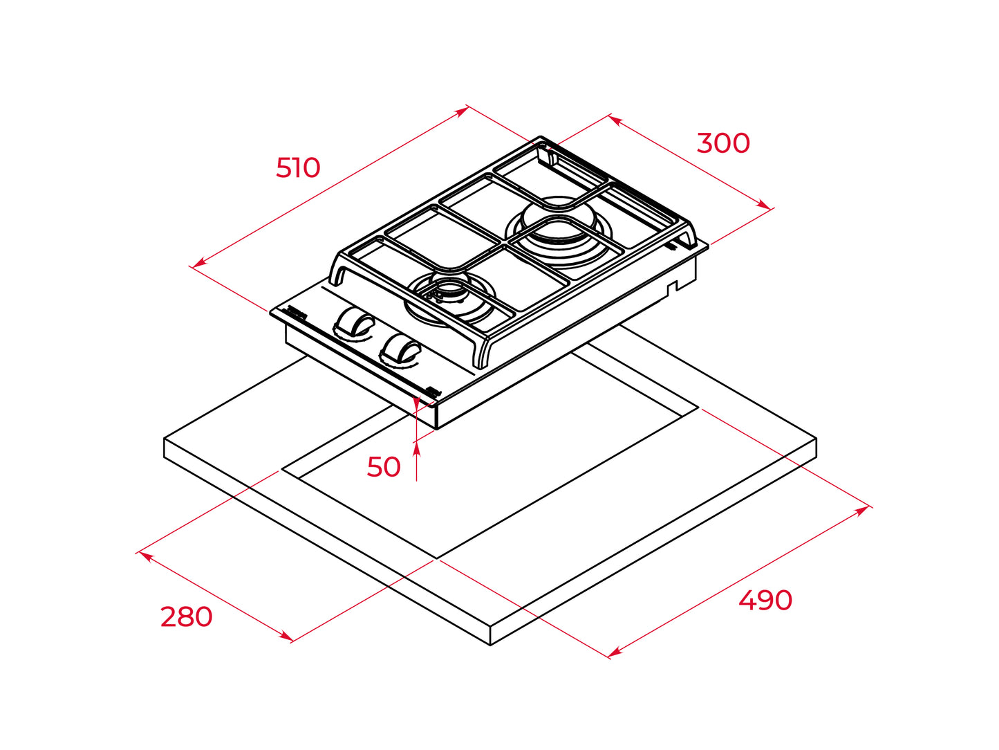 Plita pe gaz Teka GZC 32300 XBC BK (E4), 2 zone de gatit, 30 cm, Sticla Negra
