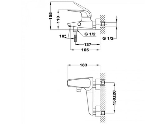 Baterie cada/dus, Teka ITACA, crom