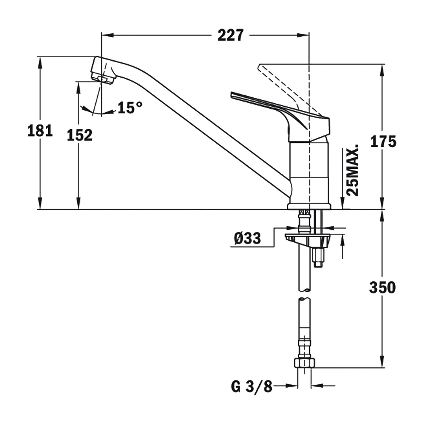 Baterie de bucatarie Teka MTP 913, cu ţeavă joasă şi aerator anticalcar, granit, SCHWARZMETALLIC