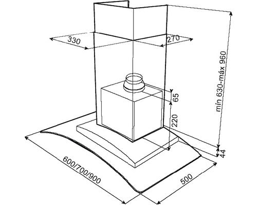 Hota decorativa Teka NCW 64020, 3 trepte putere, 422 mc/h, 60 cm, sticla