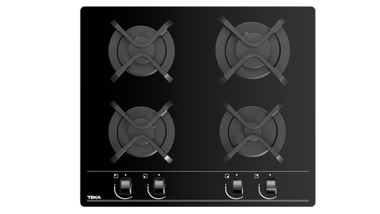 Plita pe gaz Teka GBC 64000 BK,4 zone de gatit, 60 cm, Sticla Neagra
