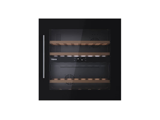 Vitrina frigorifica incorporabila Teka RVI 20041 GBK, 41 sticle, clasa G, sticla neagra