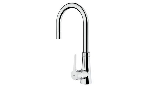 Baterie de bucatarie Teka VTK 938, cu teava înalta şi sistem de duş, Crom