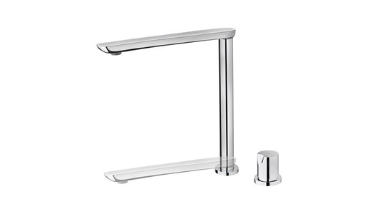 Baterie de bucatarie Teka FO 985, cu ţeavă înalta, extractibilă, ce poate fi reglată pe două nivele de înălţime, Crom