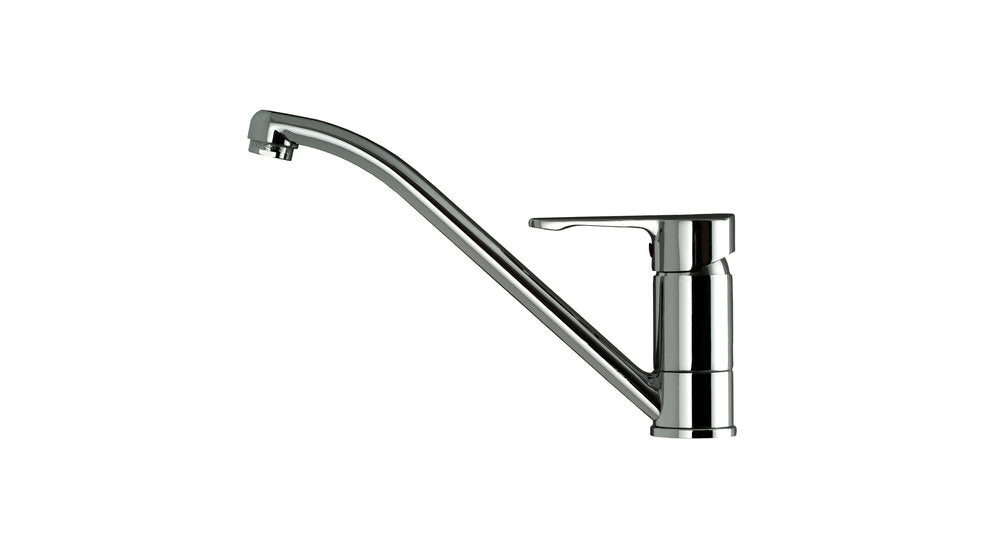 Baterie de bucatarie Teka ML, cu ţeavă joasă şi aerator anticalcar, Crom