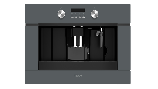 Espresso încorporabil Teka culoare gri Cristal Stone, panou control digital, apăsare butoane rotunde inox.