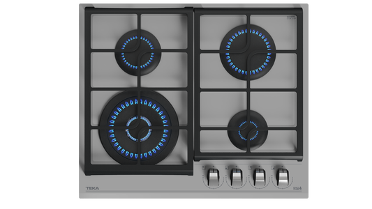 Plita pe gaz Teka GZC 64320 SM,4 zone de gatit, 60 cm, Cristal Steam Grey
