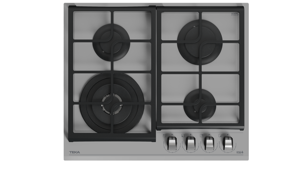 Plita pe gaz Teka GZC 64320 SM,4 zone de gatit, 60 cm, Cristal Steam Grey