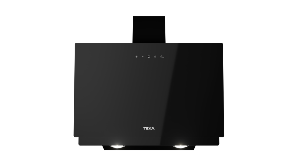 Hota cu design vertical, Teka DVN 64030 BK, Sistem de extracţie perimetrală, 60 cm, Cristal negru