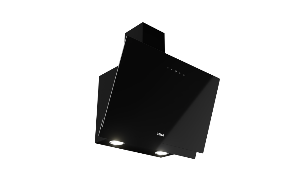 Hota cu design vertical, Teka DVN 64030 BK, Sistem de extracţie perimetrală, 60 cm, Cristal negru