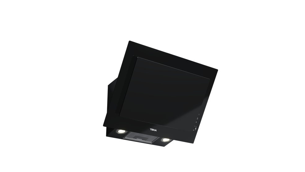 Hota cu design vertical, Teka DVT 68660 TBS BK, paravan din sticlă de culoare neagra, Funcţie Fresh AIR, 60 cm
