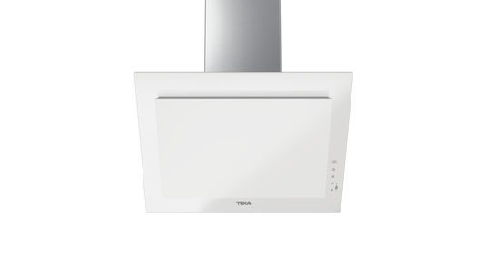 Hota cu design vertical, Teka DVT 68660 TBS WH, paravan din sticlă de culoare albă, Funcţie Fresh AIR, 60 cm