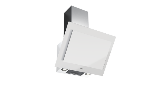 Hota cu design vertical, Teka DVT 68660 TBS WH, paravan din sticlă de culoare albă, Funcţie Fresh AIR, 60 cm