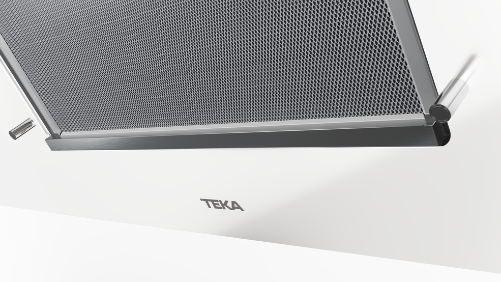 Hota cu design vertical Teka DVT 98660 TBS WH, paravan din sticlă de culoare albă, Funcţie Fresh AIR, 90 cm