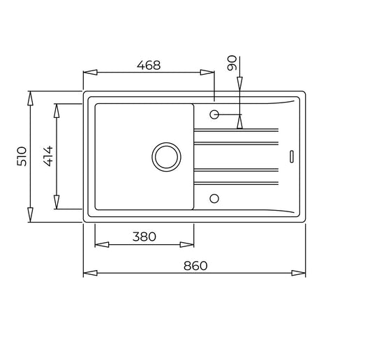 Chiuveta din Tegranite+ Teka STONE 50 B TG, 1 cuva, 860 mm x 510 mm, TOPASBEIGE