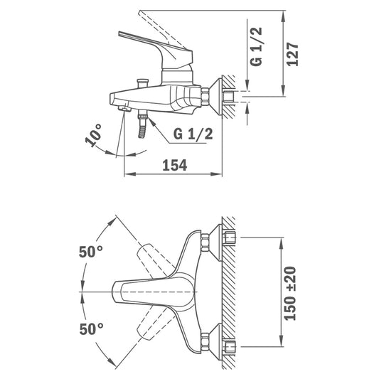 Baterie cada/dus, Teka MT PLUS, crom
