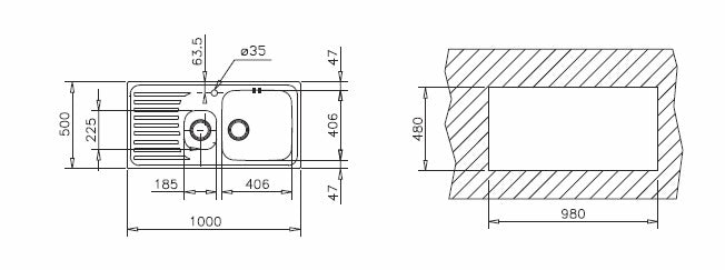 Chiuveta din inox Teka CLASSIC 1 1/2 B 1D, 1000 mm x 500 mm, 1/2 cuve, Inox lucios, Picurator stanga