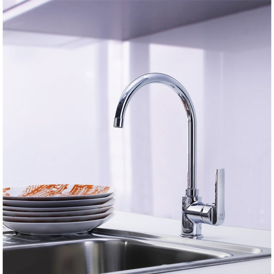 Baterie de bucatarie Teka IN 995, cu teava inalta, Crom