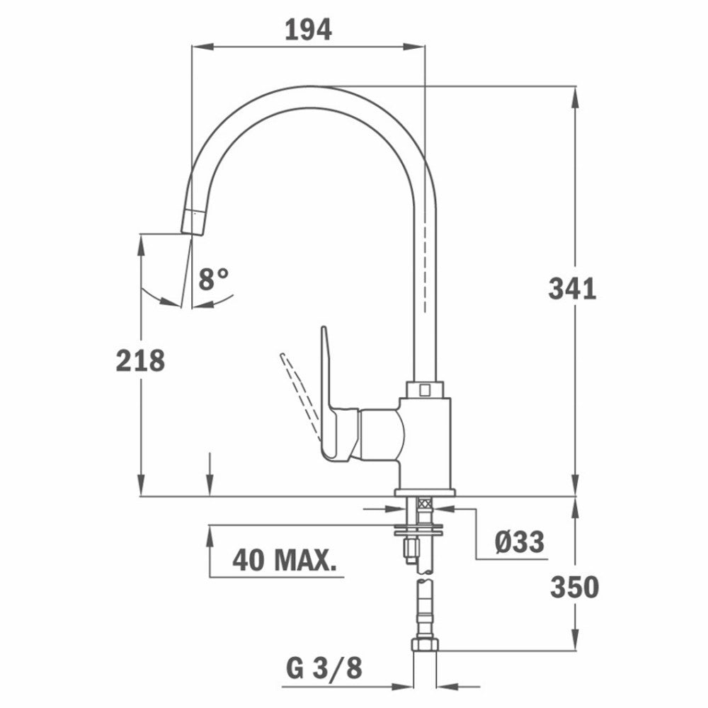 Baterie de bucatarie Teka IN 995, cu teava inalta, Crom
