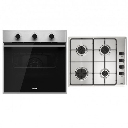 Pachet Cuptor incorporabil pe Gaz Teka HSB 740 G, 60 litri, plus Plita incorporabila pe Gaz, Teka HLX 640 KB, 4 arzatoare, 60 cm, Inox