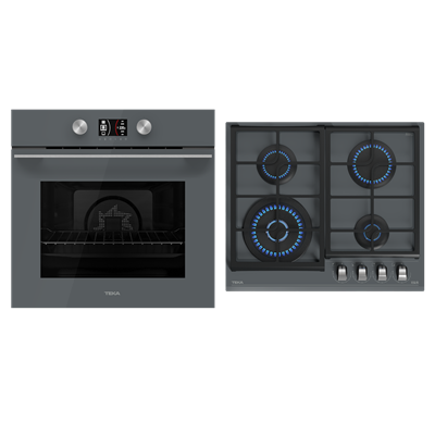 Pachet Cuptor incorporabil Teka HLB 8600 ST, 70 litri, HydroClean PRO plus Plita incorporabila pe Gaz, Teka GZC 64320 XBC ST , 4 arzatoare, 60 cm, Cristal Stone Grey