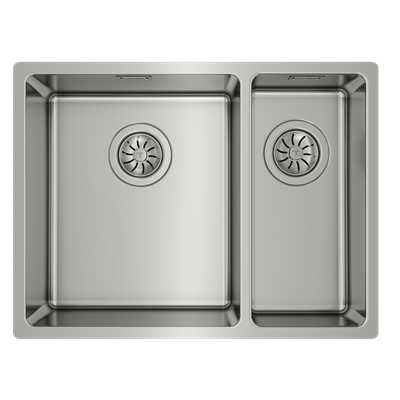 Chiuveta din inox Teka BE LINEA RS15 2B 580, 2 cuve, 580 mm x 440 mm, inox lucios, Undermount