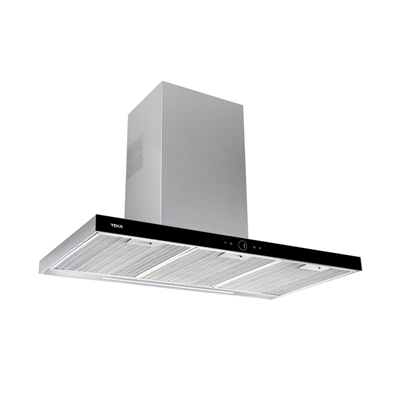 Hota decorativa Teka DLH 1186 T, 110 cm, Free Outlet: 920 m3/h, Clasa A+, Inox/cristal negru