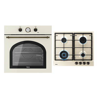 Pachet Cuptor incorporabil Teka HRB 6300 VN, 70 litri, HydroClean PRO, Vanilla plus Plita incorporabila pe Gaz, Teka GSC 64320 RBC VN, 4 arzatoare, 60 cm, Vanilla