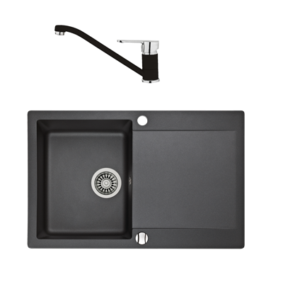 Pachet chiuveta bucatarie Teka CLIVO 45 B-TQ Q plus baterie Teka MF 2 Q negru metalizat