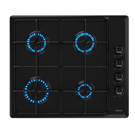 Plita pe gaz Teka HLX 640 KBC0E BK, 4 ochiuri, 60 cm, gratare metal, Email negru