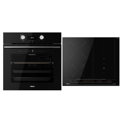 Pachet Cuptor incorporabil Teka HLB 8510 P-M-Pizza, 70 litri, Piroliza, HydroClean PRO plus Plita electrica cu inductie, Teka IZS 66800 MST BK , 4 arzatoare, 60 cm, Sticla Neagra