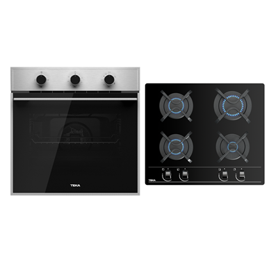 Pachet Cuptor incorporabil pe Gaz Teka HSB 740 G, 60 litri, plus Plita incorporabila pe Gaz, Teka GBC 64000 KBC BK, 4 arzatoare, 60 cm, Sticla Neagra