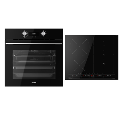 Pachet Cuptor incorporabil Teka HLB 8416- AIR FRY, 70 litri, HydroClean PRO, plus Plita electrica cu inductie, Teka IZS 66800 MST BK , 4 arzatoare, 60 cm, Sticla Neagra
