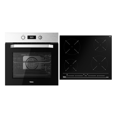 Pachet Cuptor incorporabil Teka HCB 6435, 70 litri, HydroClean PRO plus Plita incorporabila, Inductie, Teka IBC 64010 BK MSS, 4 Arzatoare, 60 cm, sticla neagra
