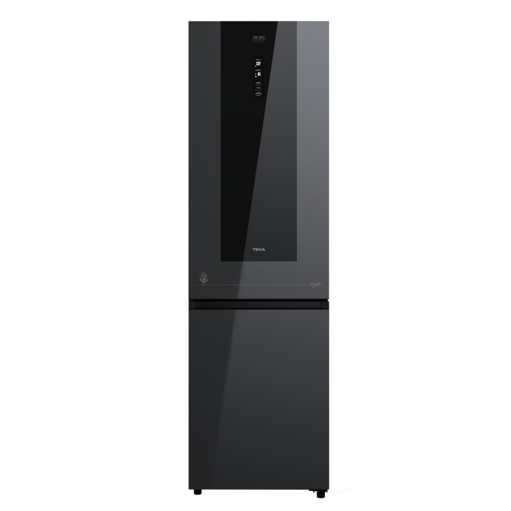 Combina frigorifica free-standing Teka RBF 88670 VG, 378 l, Clasa C, Full No Frost, Motor invertor, H 201 cm, Cristal gri închis/negru cu detalii în culoarea sampaniei