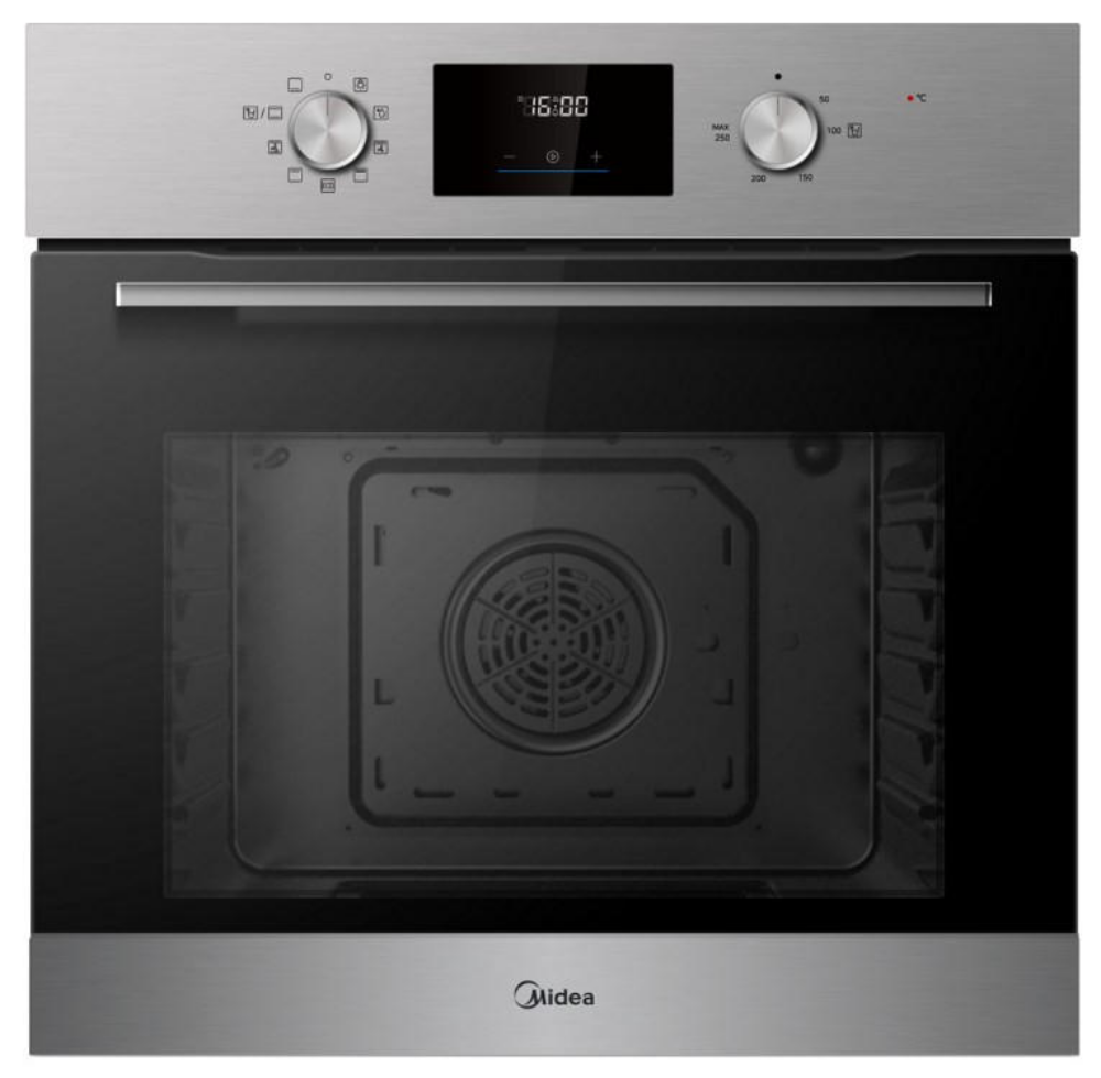 Cuptor electric Midea 65M80D2IX, Hidrolitic, cu 9 functii, 60 cm, 70l, Clasa A, Inox