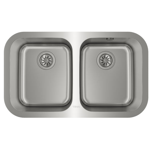 Chiuveta din inox Teka BE 2B 780, 2 cuve, montare sub blat, 779 mm x 464 mm, inox