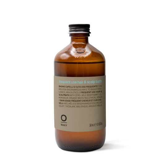 Sampon pentru scalp si par OWAY, OWH-DA009, pentru uz frecvent, cu menta, ceai alb, etic de araza, organic, sticla cu capac din aluminiu, 240 ml
