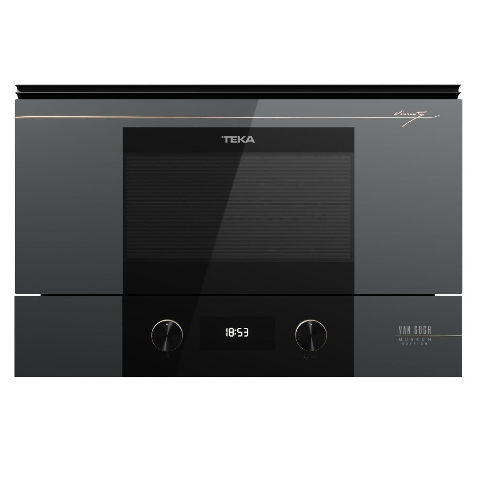 Cuptor încorporabil Microunde Teka ML 82-VGogh BIS L, Grill, capacitate 22l, Balama stanga, Baza ceramica cu încalzire uniforma, Cristal gri închis cu negru, cu detalii în culoarea sampaniei