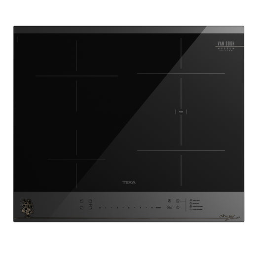 Plita electrica cu inductie Teka IBF 64-VGogh FXT BV, 4 zone, 9 nivele de putere 60 cm, Cristal gri închis/negru