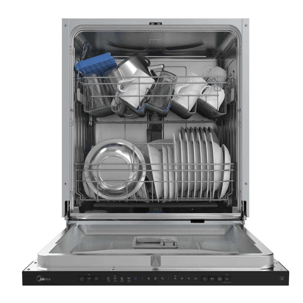 Masina de spalat vase, complet incorporabila Midea MDWEB1403LB-WS, 60 cm, 14 seturi, 8 programe, Clasa E