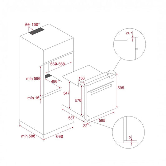 Cuptor electric Teka NEO HBB 6050 SS, 6 functii, ThermoSeal, HydroClean®, 60 cm, 70l, A, Inox