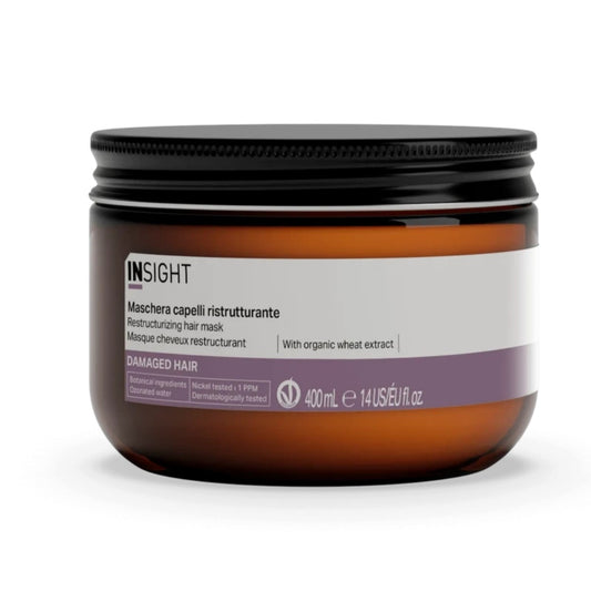 Masca restructuranta pentru par deteriorat si fragil, cu extract de germeni de grau organic, INSIGHT, IDA212, 400 ml