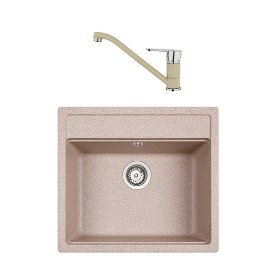 Pachet chiuveta bucatarie Teka MENORCA 60S TG 1B T plus baterie Teka MF 2 S, granit sandbeige