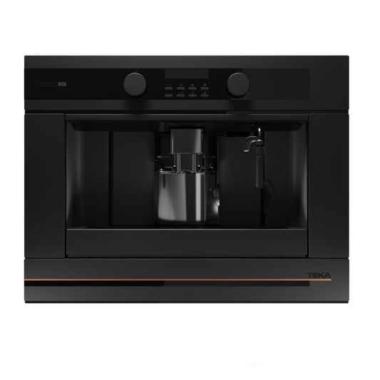 Espressor încorporabil Teka CLC 85-G1 GM BM, 2 cesti, cu cafea boabe sau cafea măcinată, 30 programe, presiune 15 bar, Negru matcu detalii metalice cupru