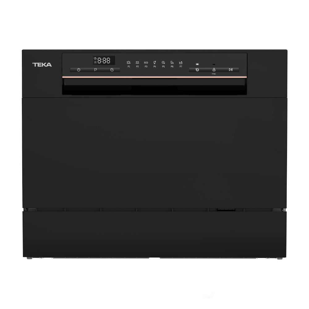 Masina de spalat vase compacta, nu incorporabila, Teka LC 24700 BK, 6 seturi, 7 programe de spalare, 55 cm, clasa E, Neagra