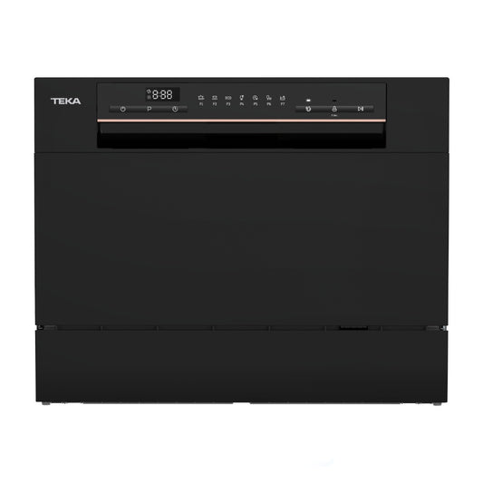 Masina de spalat vase compacta, nu incorporabila, Teka LC 24700 BK, 6 seturi, 7 programe de spalare, 55 cm, clasa E, Neagra