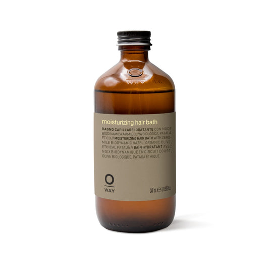 Sampon hidratant pentru par OWAY, OWH-MO009,cu nuci, extract de masline, ulei de pataua, organic, sticla cu capac din aluminiu, 240 ml